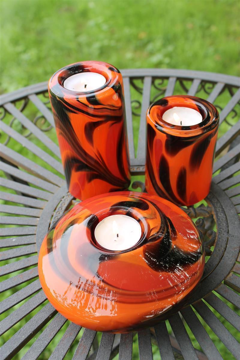 Teelichthalter Kerzenständer Glas Ufo rund 14cm Handmade