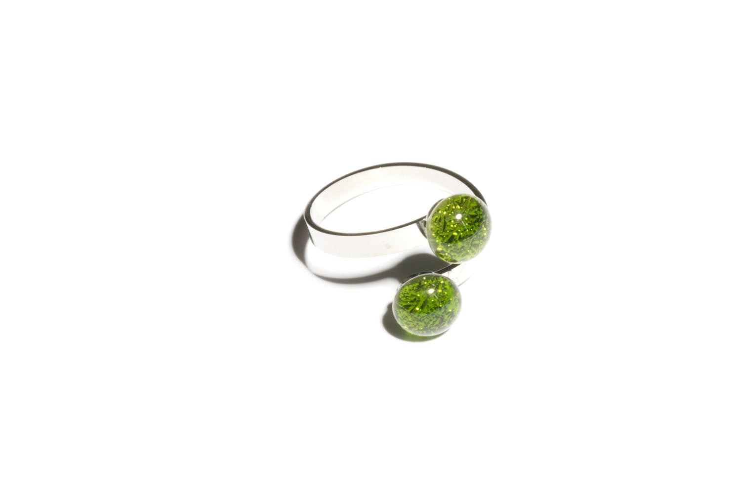 Ring mit Glasperle Twinny Green Stone Fusing