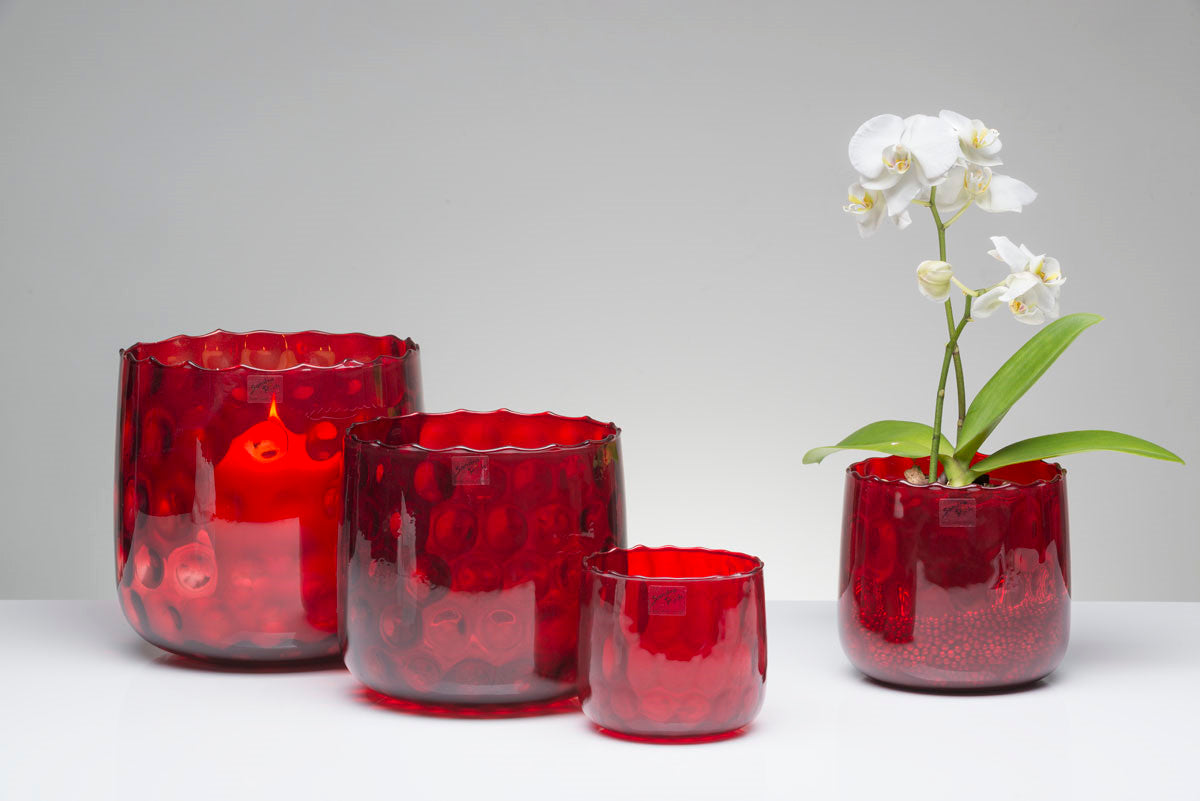 Übertopf Galaxy Pot rot Blumentopf Schale Gefäß Windlicht Kerzenhalter Glas