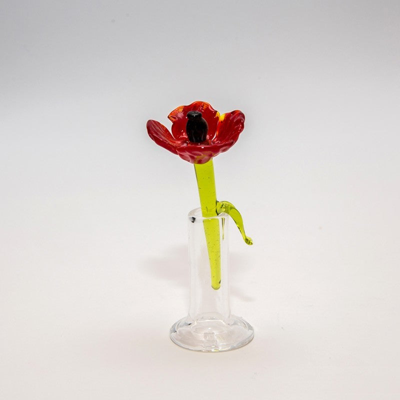 Mohnblume Mini Plus 4-5cm Glas Blüten Figur Kunstblumen Deko Geschenk