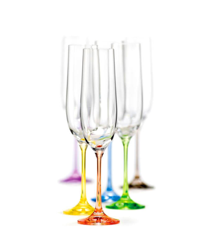 Sektgläser 6er-Set Rainbow 190ml Kelch Prosecco Champagner Kristallglas farbig