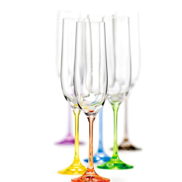 Sektgläser 6er-Set Rainbow 190ml Kelch Prosecco Champagner Kristallglas farbig