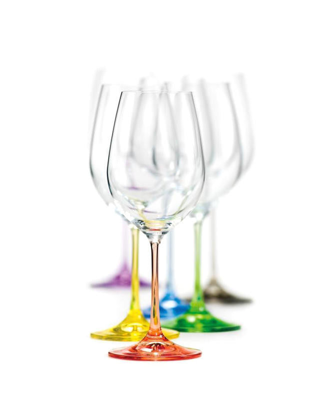 Weingläser 6er-Set Rainbow 350ml Weinkelch Kristallglas farbig
