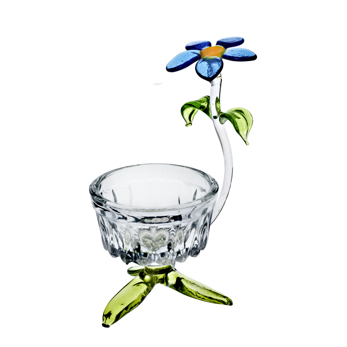 Teelichthalter mit Blumen Blumen 7,5cm  Glas Kerzenhalter Dekoration Geschenk