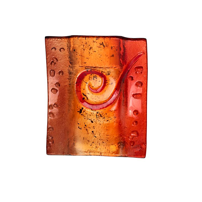 Kerzenhalter Kerzenteller Wippe Tischdekoration Fusing Glas rot 12x14cm Handmade