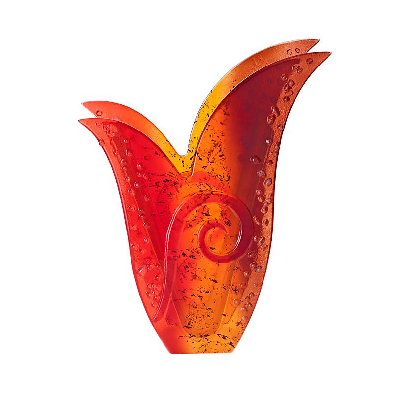 Glasvase Designelement Deko Tischvase Fusing Glas Kunst rot orange 31cm Handmade