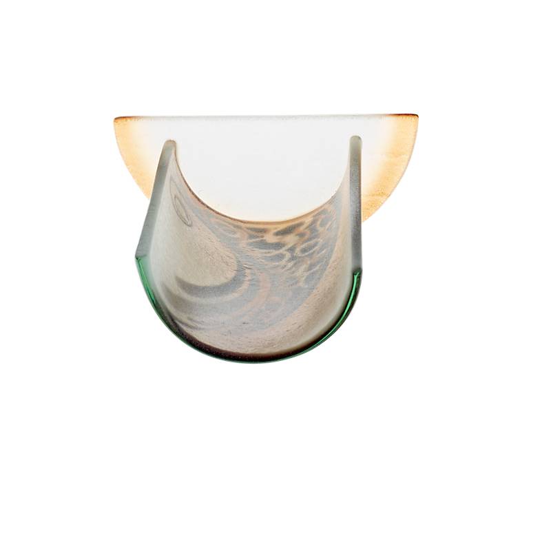 Windlicht Kerzenhalter Tischdeko Terrasse Fusing Glas 15cm weiß gold Handmade