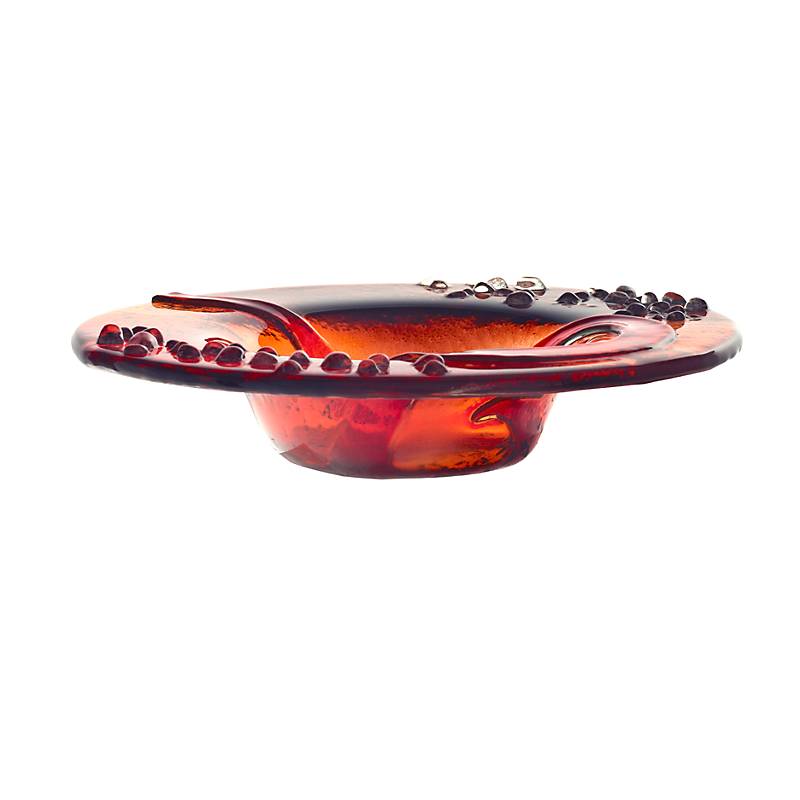 Kerzenhalter Kerzenteller Schälchen rund Deko Fusing Glas rot 16cm Handmade