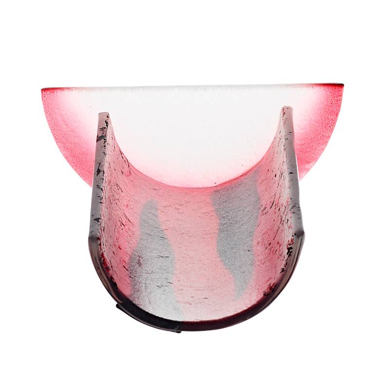 Windlicht Kerzenhalter Tischdeko Terrasse Fusing Glas 15cm weiß rot Handmade