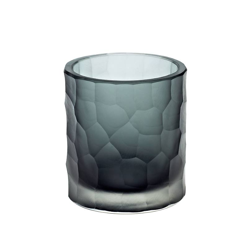 Teelichtglas Kerzenhalter Votiv Windlicht Moonlight Höhe 9,5cm grau Handmade