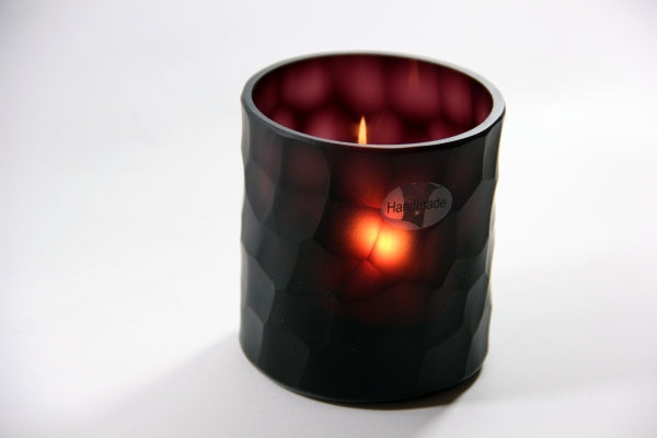 Teelichtglas Kerzenhalter Votiv Windlicht Moonlight Höhe 9,5cm violett Handmade