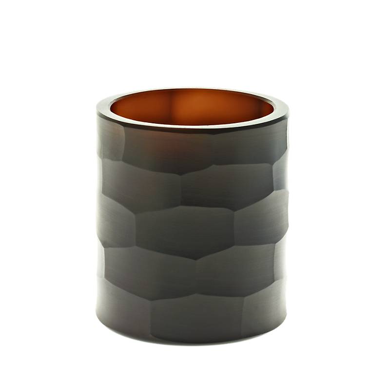 Teelichtglas Kerzenhalter Votiv Windlicht Moonlight Höhe 9,5cm braun Handmade