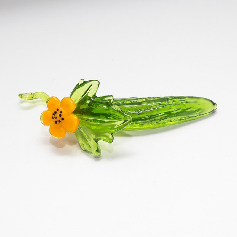 Gurke mit Blüte Gemüse 10cm Glas Früchte Figuren Küche Vitrine Sammeln Glaskunst