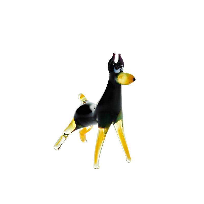 Hund Dobermann Mini Plus 4-5cm Glas Figuren Sammeln Vitrine Miniatur Haustier