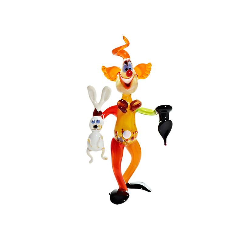 Clown mit Häschen Big 15-17cm Glas Figuren Sammeln Vitrine Dekoration Hobby