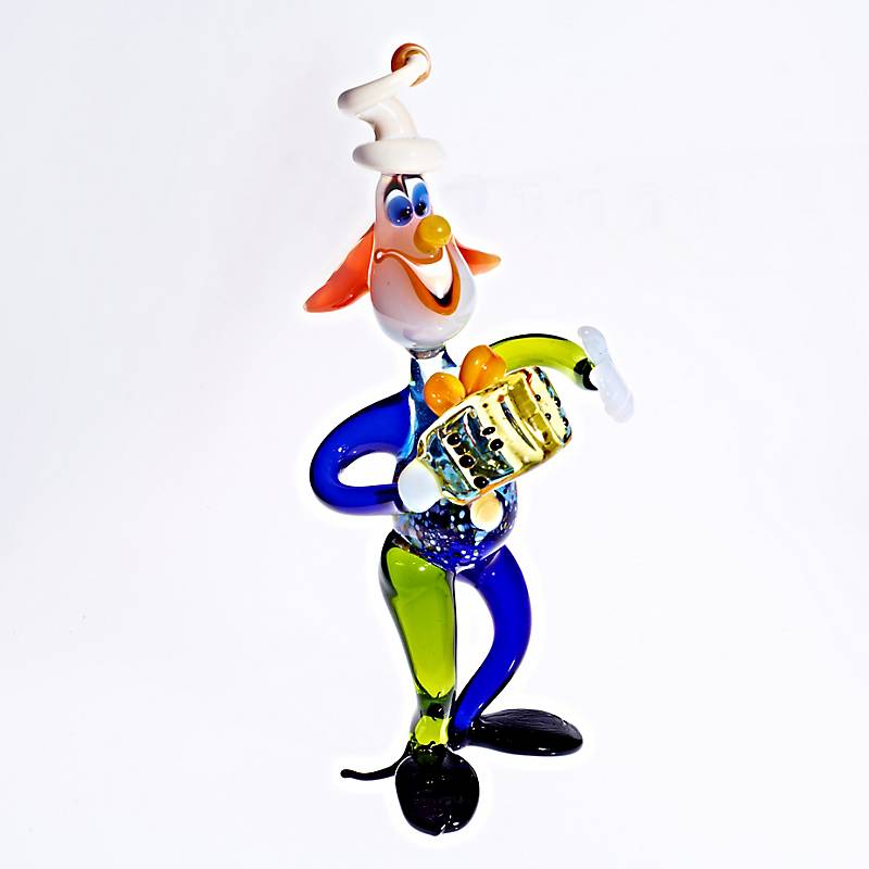 Clown mit Akkordeon Big 15-17cm Glas Figuren Sammeln Vitrine Dekoration Hobby