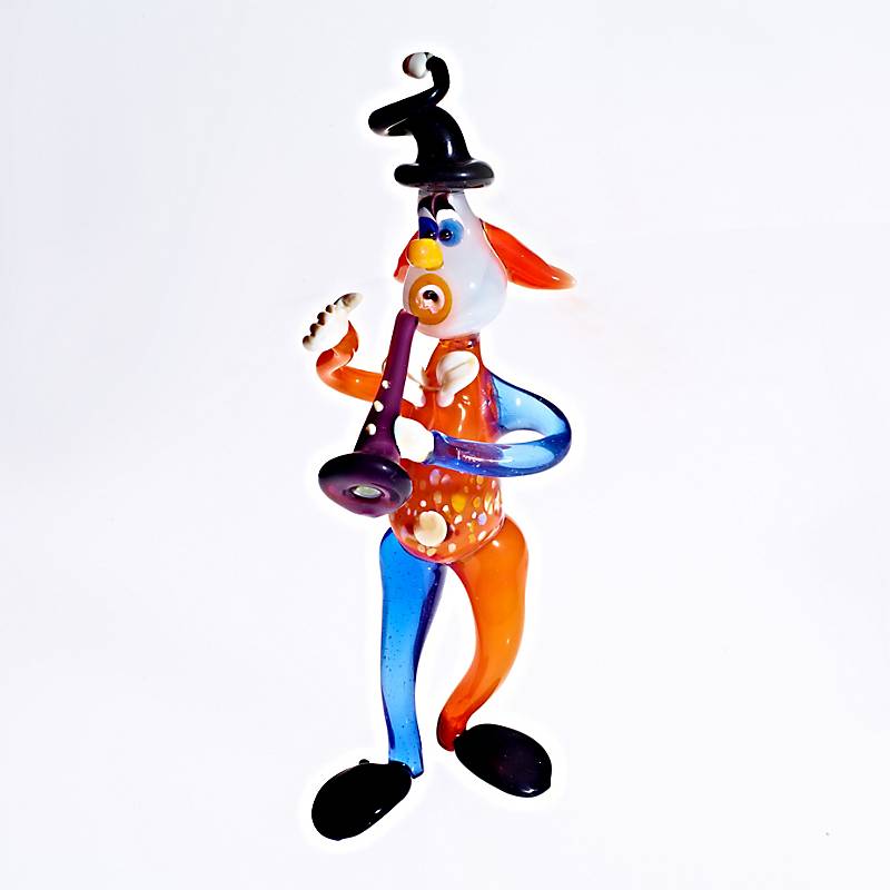 Clown mit Trompeten Big 15-17cm Glas Figuren Sammeln Vitrine Dekoration Hobby