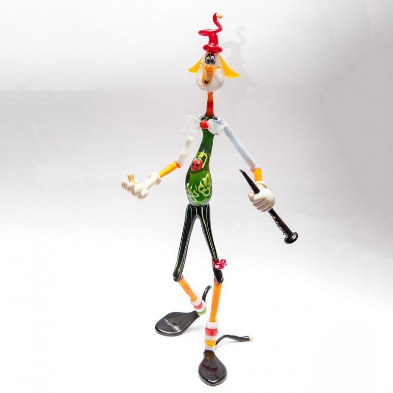 Clown mit Flöte XXL 45-50cm Glas Figuren Sammeln Vitrine Dekoration Hobby