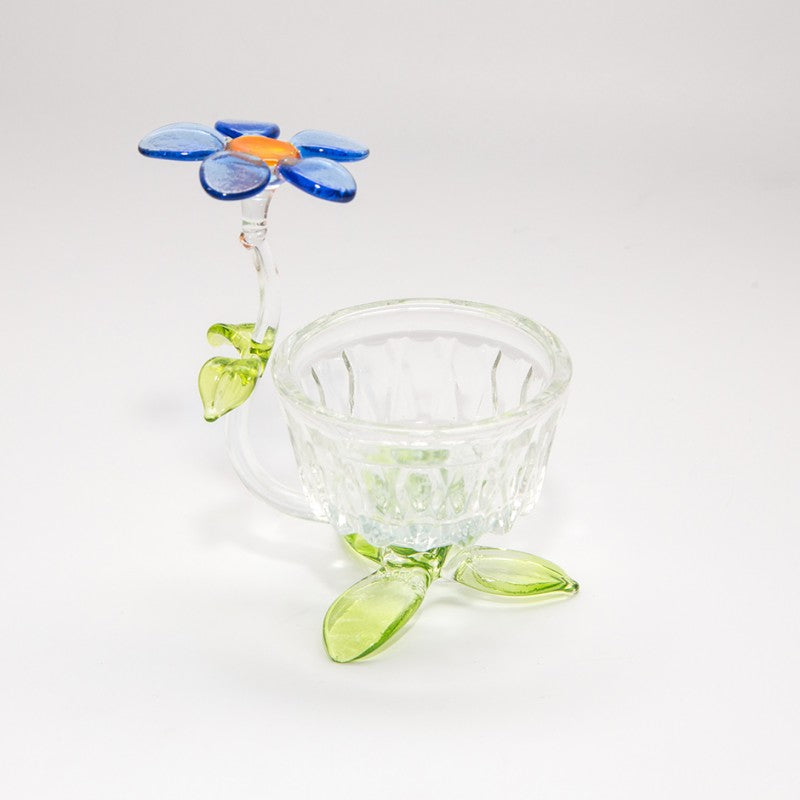 Teelichthalter mit Blume Blumen 7,5cm  Glas Kerzenhalter Dekoration Geschenk
