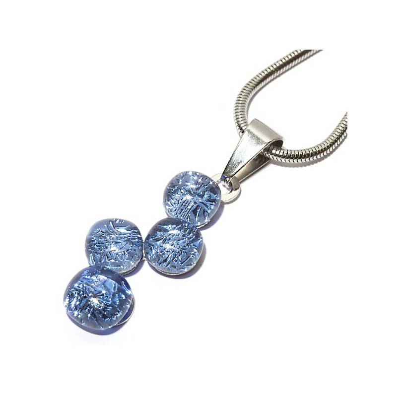 Halskette Glasperle Fusing, blau (45cm)