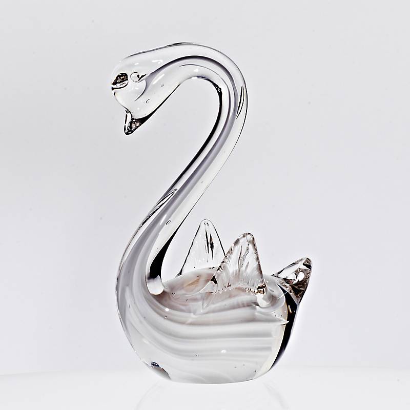 Glasfigur Schwan weiß Murano-Design 16cm handgefertigtes Glastier Unikat