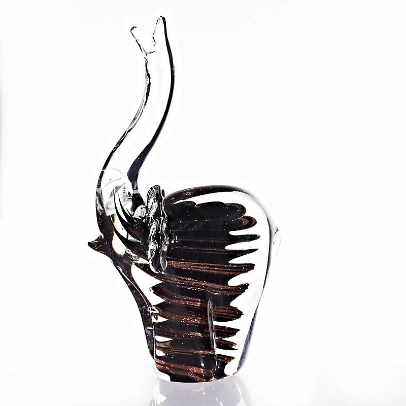 Glasfigur Elefant schwarz Murano-Design 25cm handgefertigtes Glastier Unikat