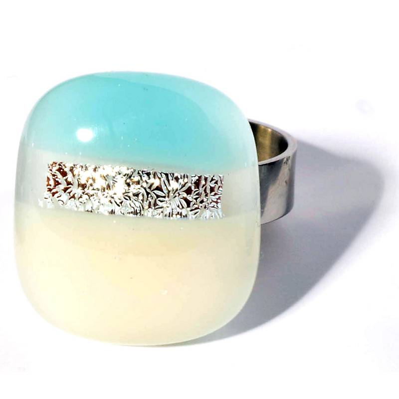 Ring mit Glasstein Fresh Opal