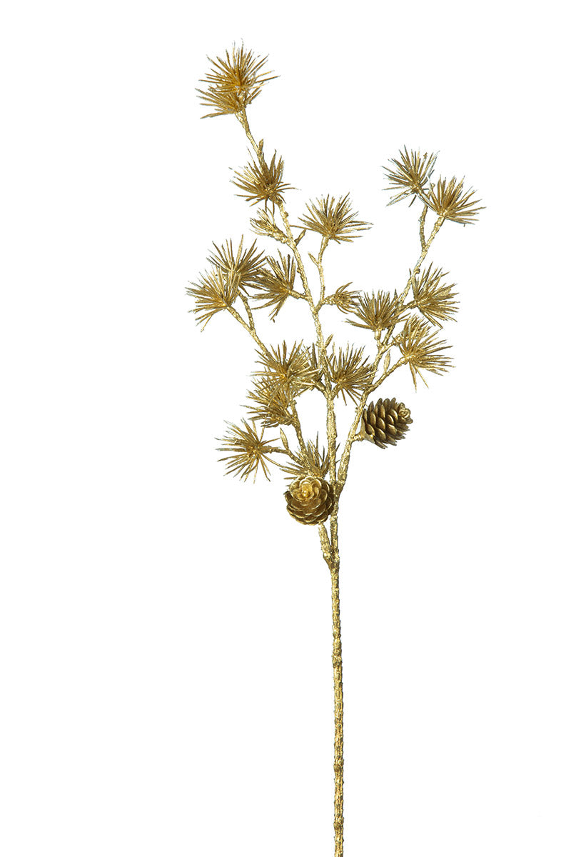 Kunstblume Kiefernzweig"Larix"gold 53cm