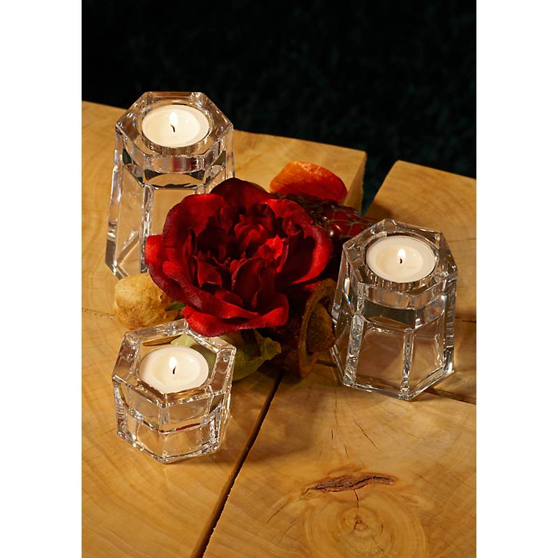 3 Stück Teelicht  Kerzenhalter Kerzenständer 5 cm Bleikristall Glas zweiseitig Nutzbar