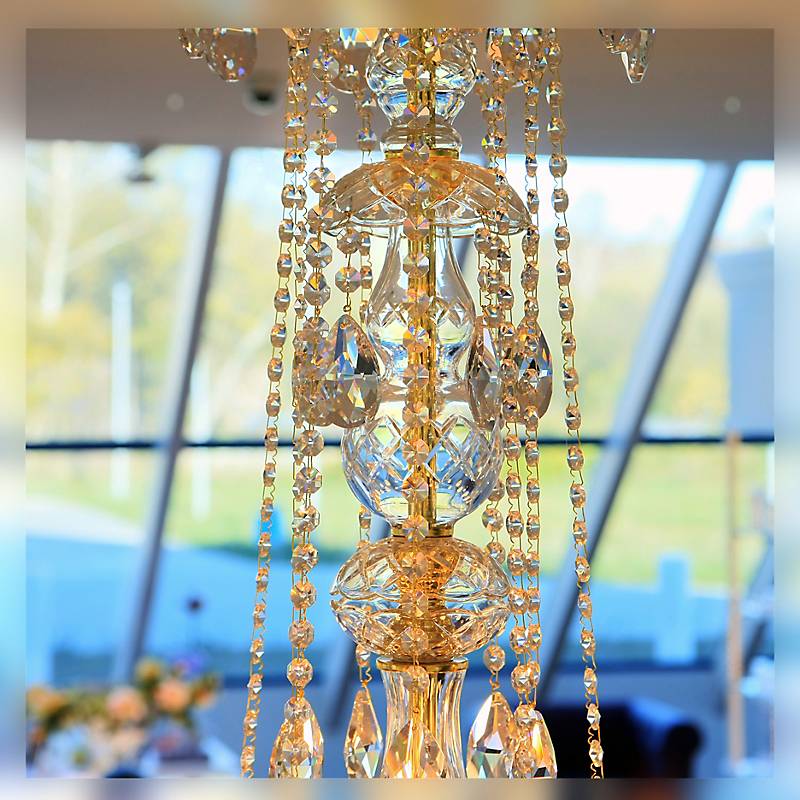 Kronleuchter Maria Theresa Erleuchtung, Gold/Transparent, aus Glas