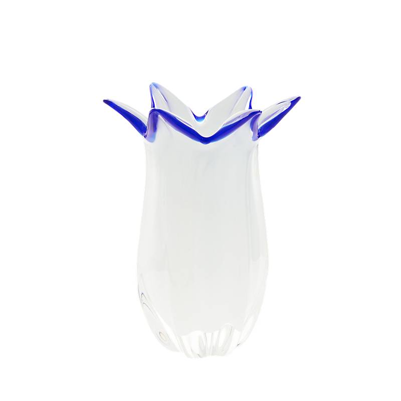 Vase White Queen 23 cm, Weiß/Blau, aus Glas