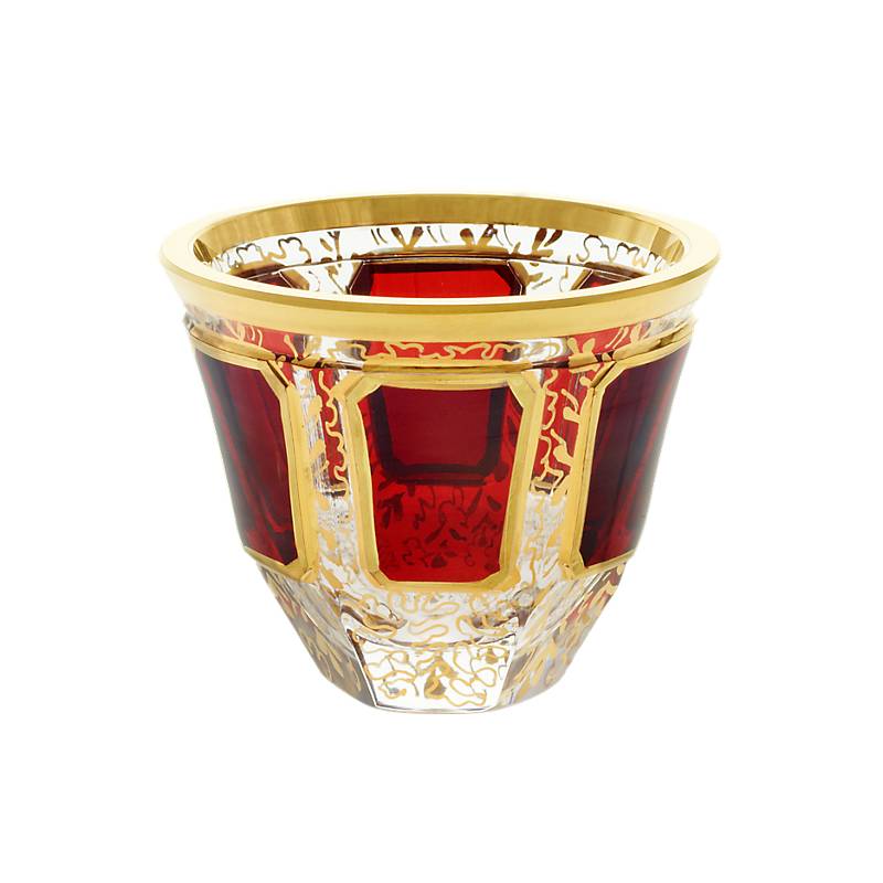 Trinkbecher Red Queen 5 cm, Rot/Gold, aus Glas