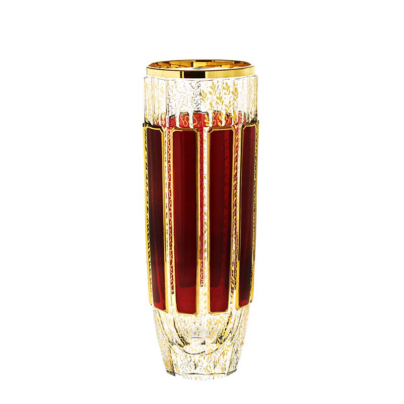 Vase Red Queen 25,5 cm, Rot/Gold, aus Glas