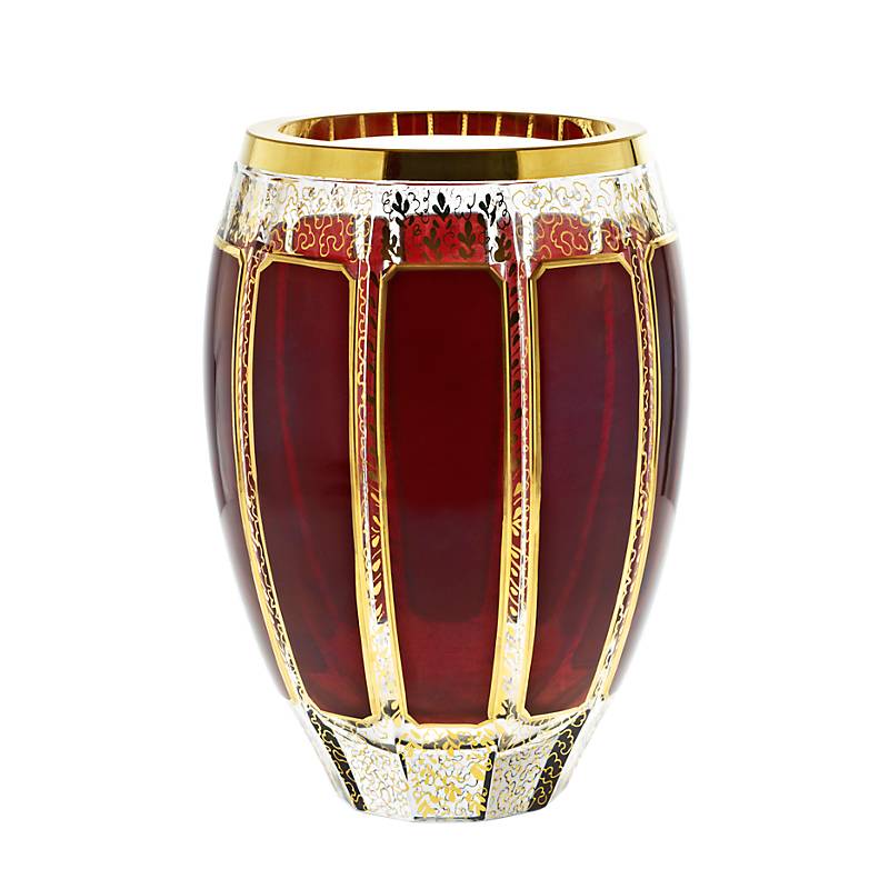 Vase Red Queen 20,5 cm, Rot/Gold, aus Glas