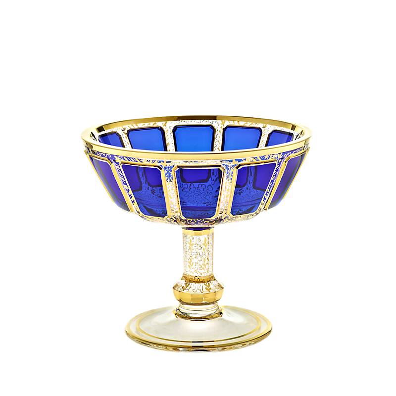 Trinkschale Blue Queen 14,5 cm, Blau/Gold, aus Glas