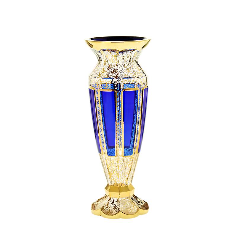 Vase Blue Queen 30 cm, Blau/Gold, aus Glas