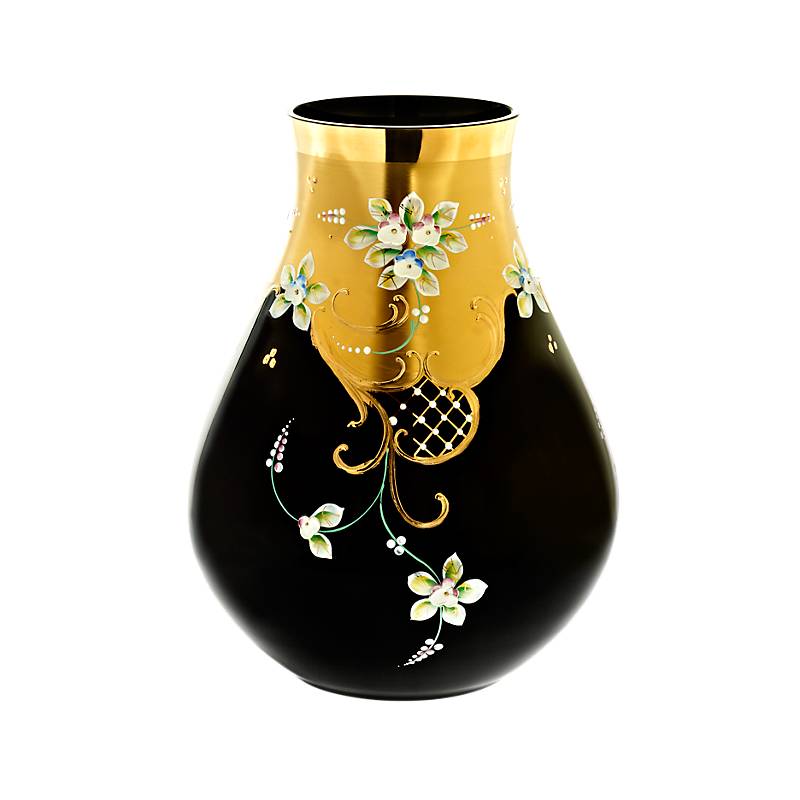 Vase Black Queen 24 cm, Schwarz/Gold, aus Glas