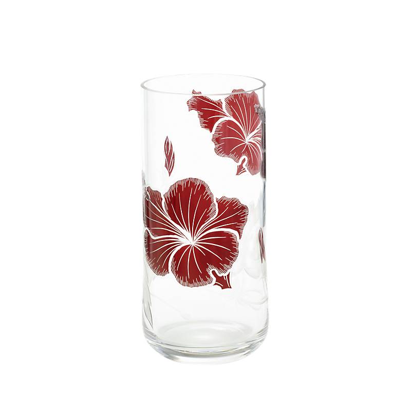 Vase Red Queen 23 cm, Transparent/Rot, aus Glas