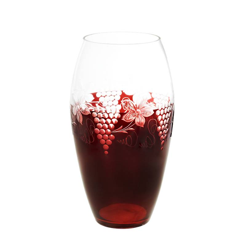 Vase Red Queen 29 cm, Weinrot, aus Glas