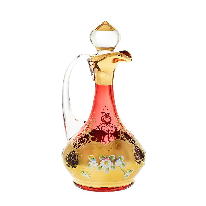 Flasche mit Verschluss Red Queen 750 ml, Rot/Gold, aus Glas