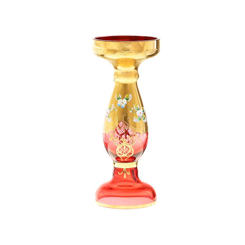 Kerzenhalter Red Queen 22 cm, Rot/Gold, aus Glas