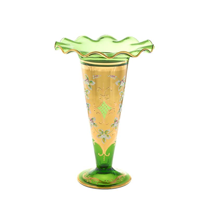 Vase Green Queen 29 cm, Grün/Gold, aus Glas