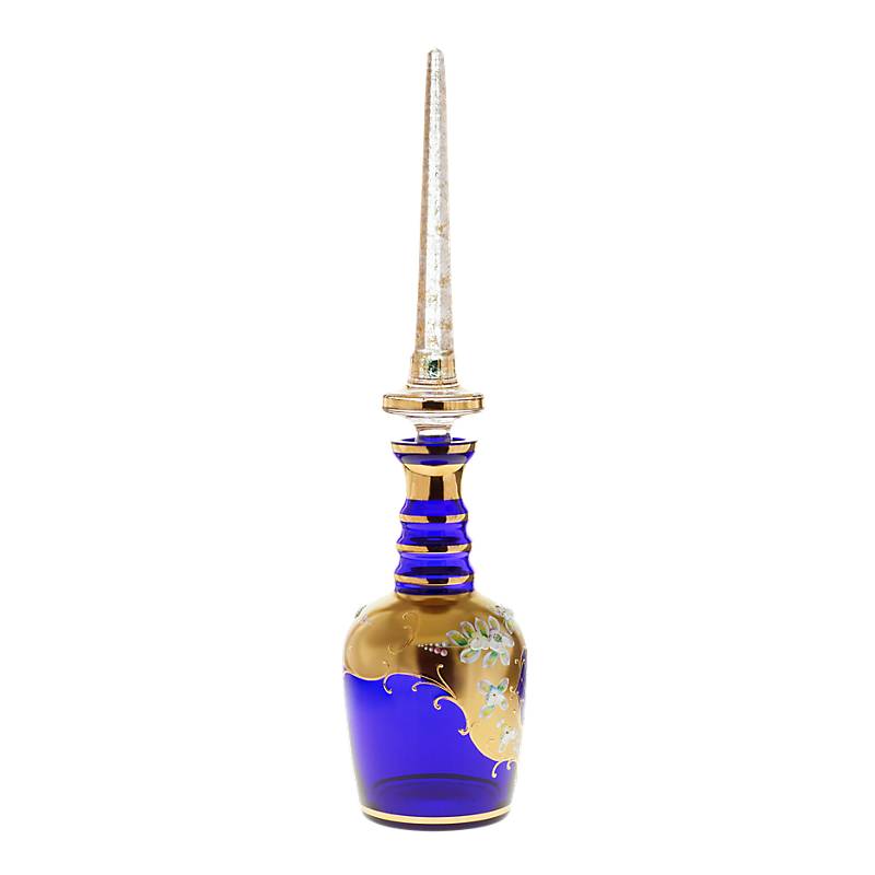 Flasche mit Verschluss Blue Queen, Blau/Gold, aus Glas