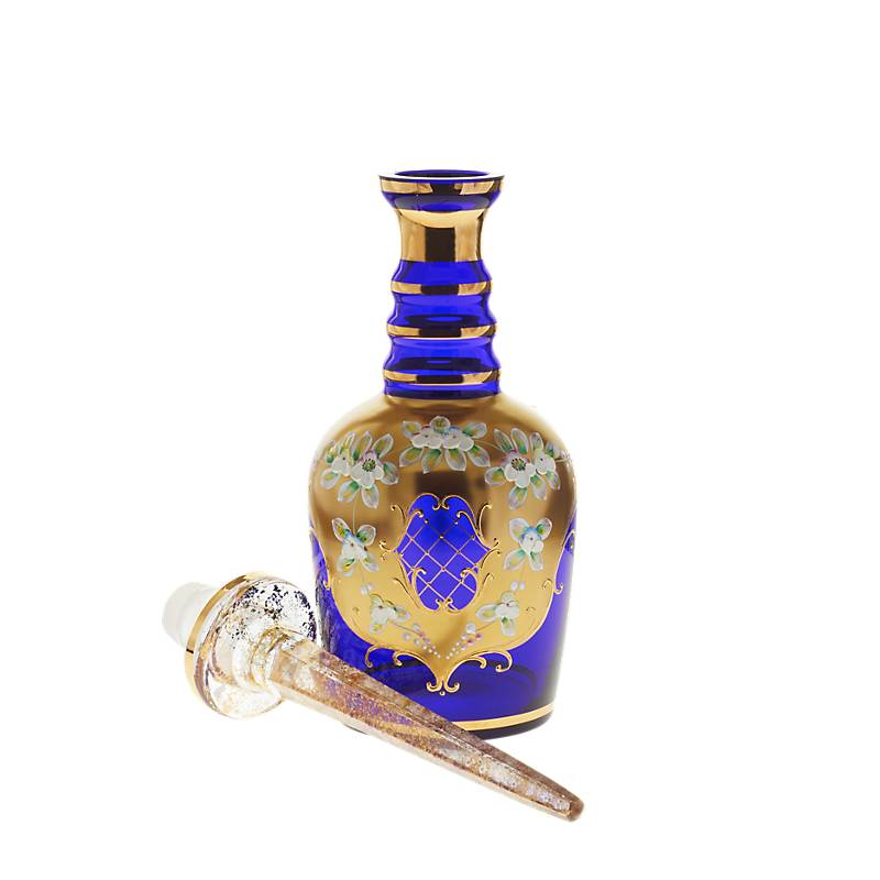 Flasche mit Verschluss Blue Queen, Blau/Gold, aus Glas