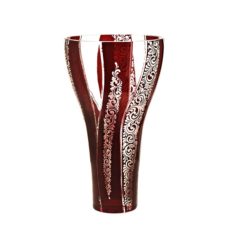 Vase Red Queen 35 cm, Rot/Weiß, aus Glas