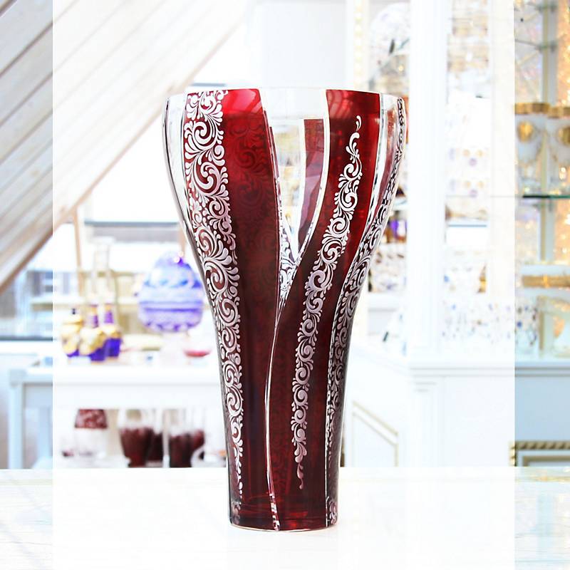 Vase Red Queen 35 cm, Rot/Weiß, aus Glas