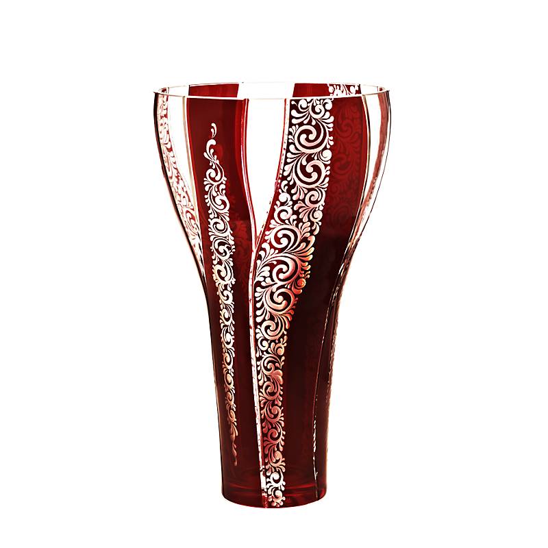 Vase Red Queen 35 cm, Rot/Weiß, aus Glas
