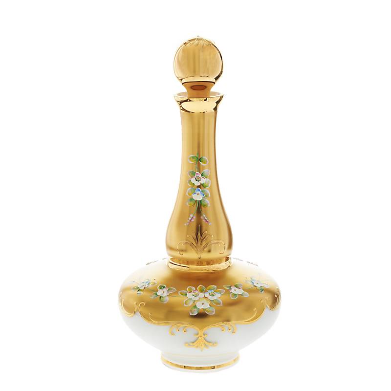 Servierflasche mit Verschluss White Queen 37cm, Weiß/Gold, aus Glas