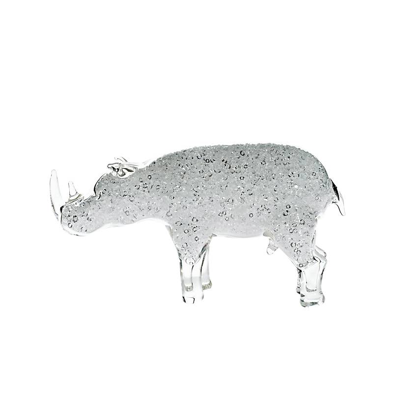 Nashorn 8cm, Transparent/Glitzer, aus Glas