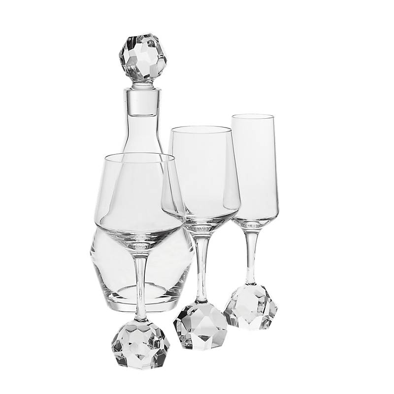 Champagnerglas Basic Diamonds 200ml, Transparent, aus Bleikristall